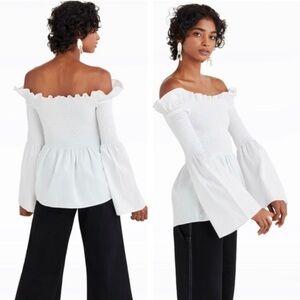 Shaina Mote white smocked top sz. S